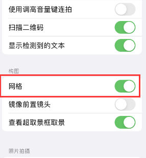 沁园街道苹果手机维修网点分享iPhone如何开启九宫格构图功能